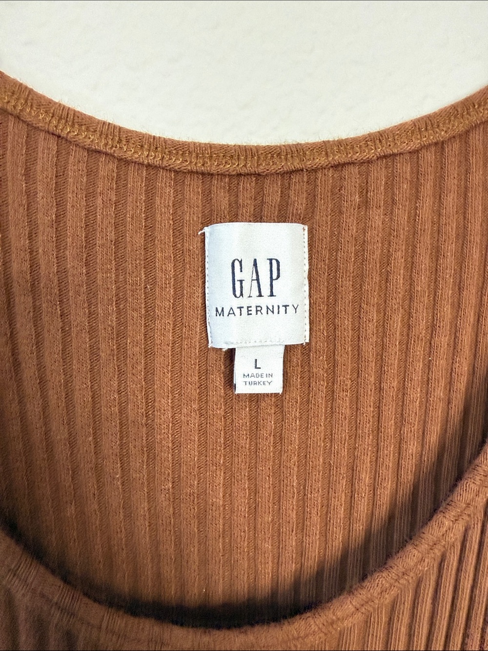 GAP Maternity Ribbed Sleeveless Maxi Dress Chocolate Brown Size L - Picture 3 of 5